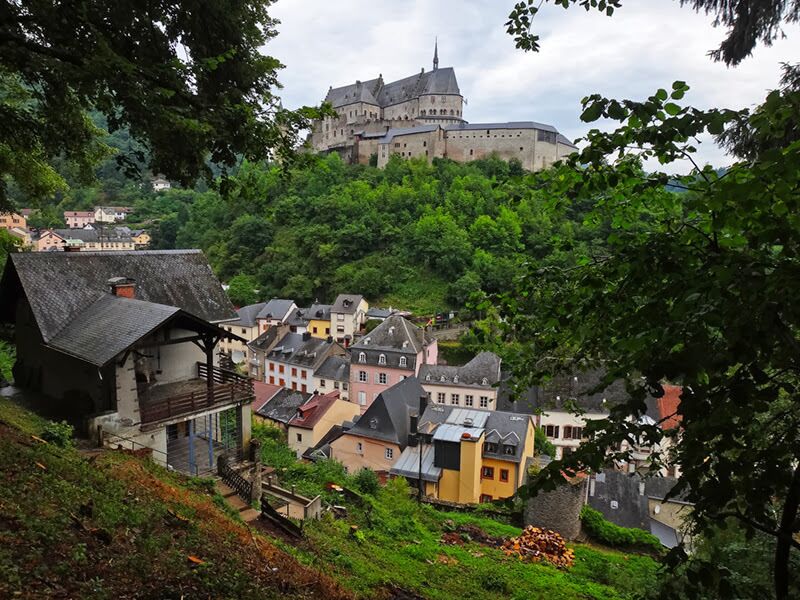 Chateau Vianden.  This a fortified castle that sits on a hill west of the Rhine river.  Luxembourg is a small country.  I was able to visit this place and Clearveaux castle in a day.