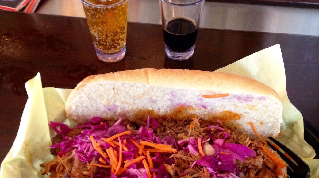 Great food and amazing beer at Mad River Brewing Company. I had this roasted pork sandwich for $8.99 along with $1.00 3oz samplers of beer brewed here. My favorite beers here are the bourbon barrel aged Vanilla Porter and double stout. The people working here are great too.