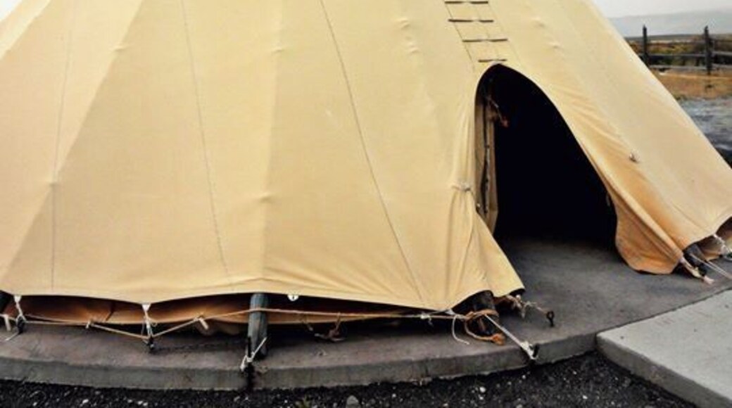 Our teepee for the night, complete with our own hot springs fed vintage washbasin inside!