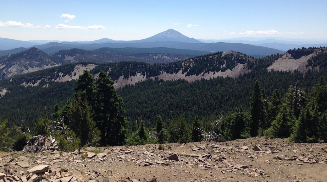 A view of Mt McLaughlin from the top of Devils Peak.