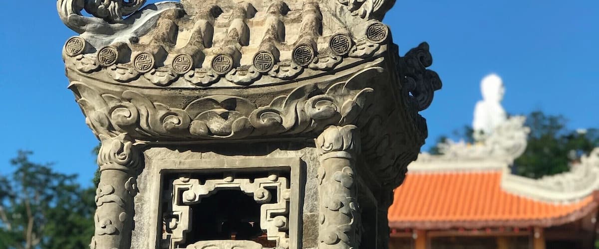 A quaint temple in the middle of Nha Trang city in the South Central Coast of Vietnam. Unlike many other Buddhist temples - this is quiet accessible; an easy walk up a flight of stairs to get to the beautiful statue.  
As visiting inside the Pagoda - be sure to wear sensible/respectable clothes.  They will not allow you to wear short shorts or tank tops.
#LifeAtExpedia