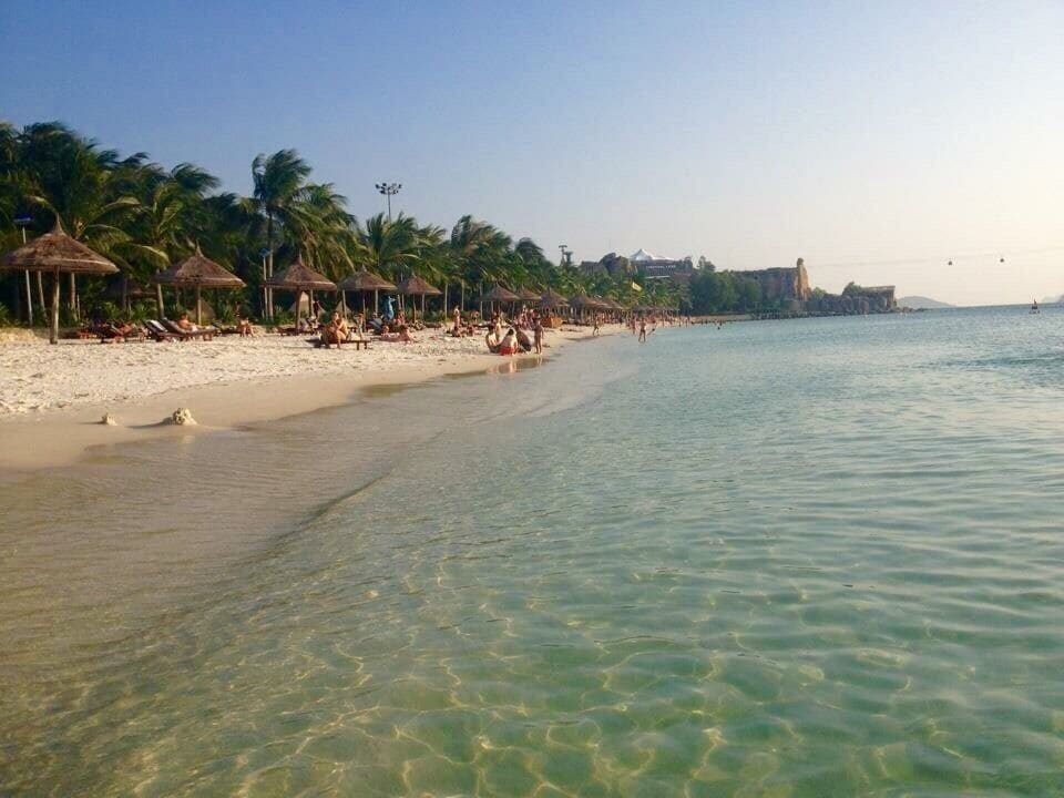 After catching a cable car to this island, you can relax on the beach or go nuts at the water theme park #waterlust #beach #vietnam