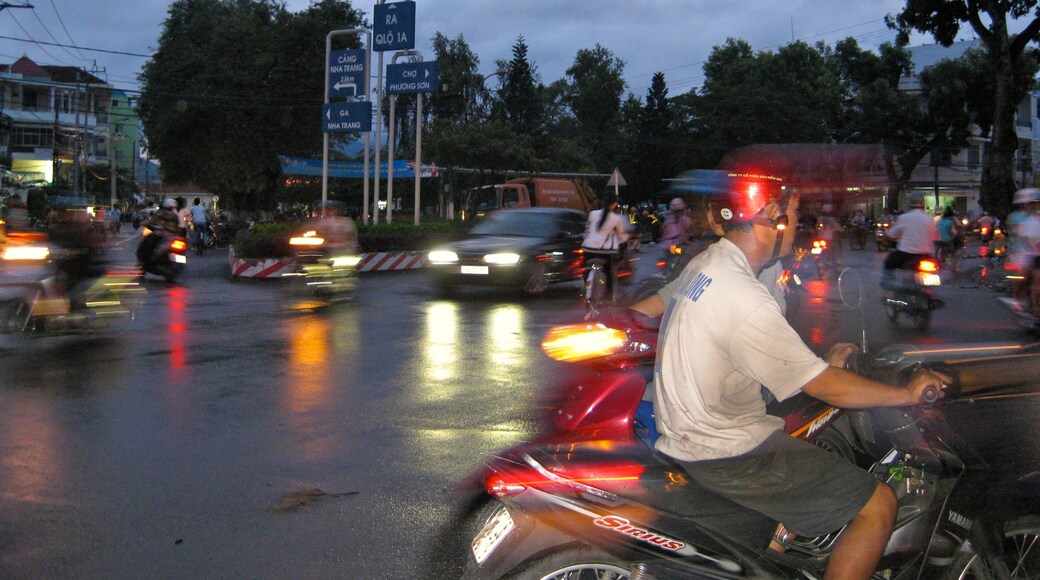 Nha Trang showing night scenes, street scenes and motorcycle riding