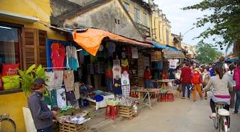 Hoi An City Centre featuring cycling, street scenes and markets