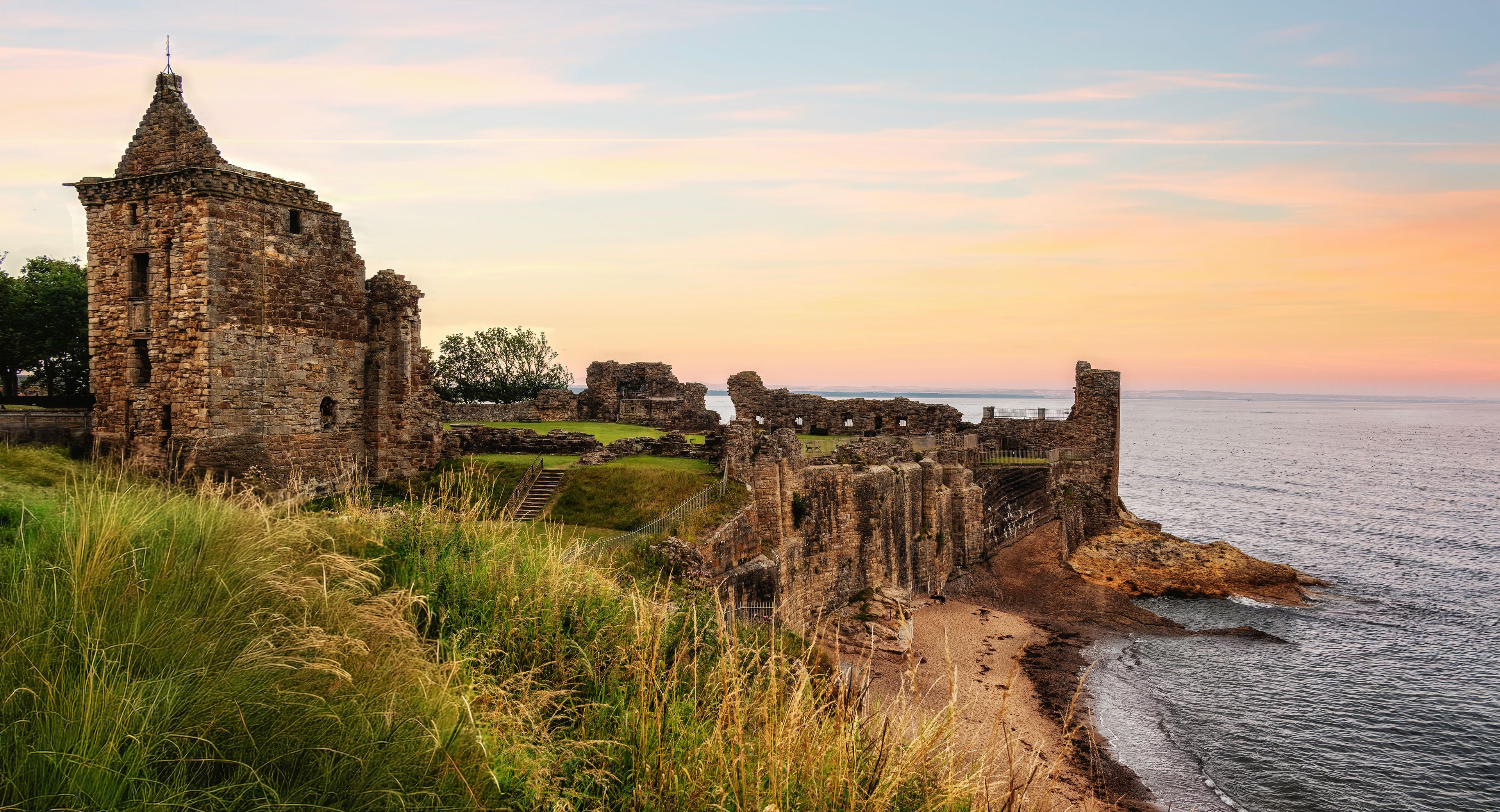 The historic remains of St Andrews Castle, a 13th century medieval fortress