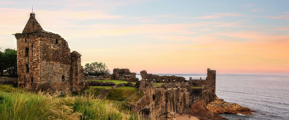The historic remains of St Andrews Castle, a 13th century medieval fortress