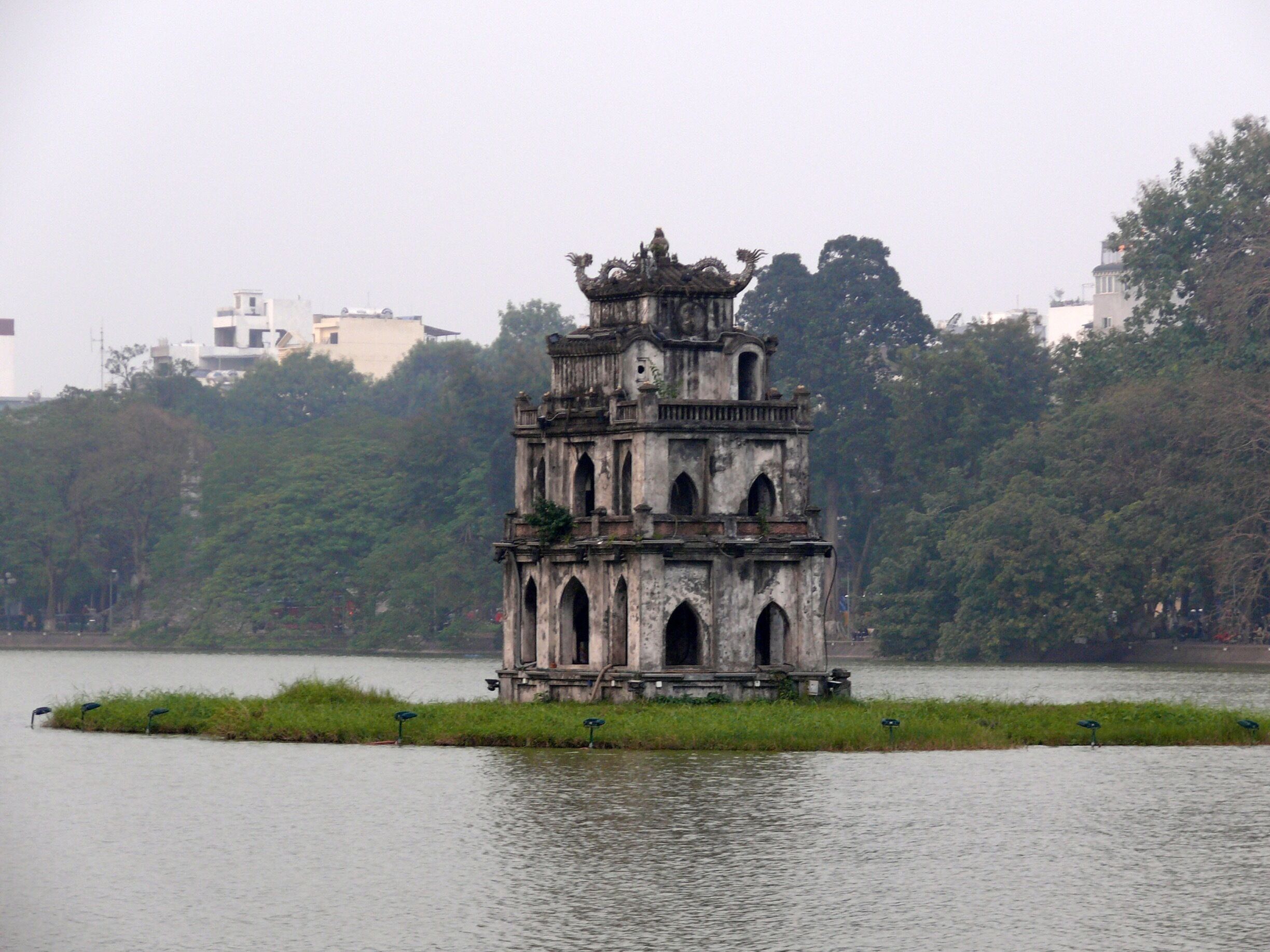 Pagoda in middle of lake in the center of #Hanoi. 