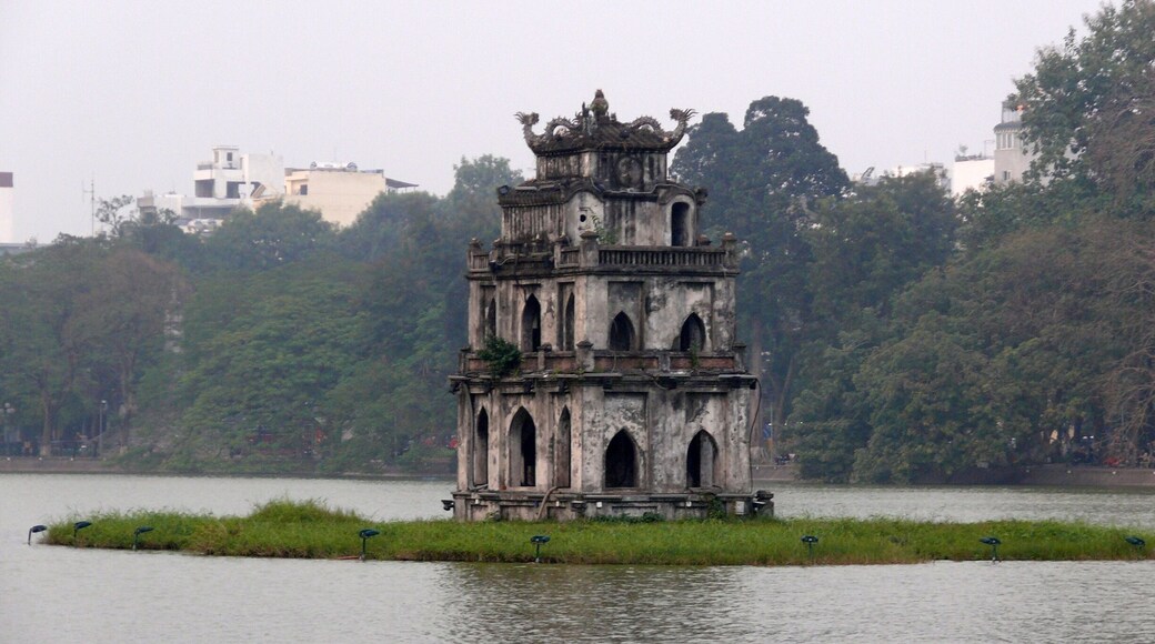 Pagoda in middle of lake in the center of #Hanoi.