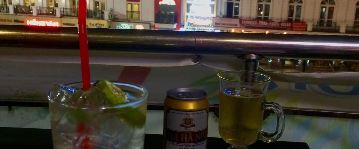 Sipping mojito enjoying tiramisu in Hanoi.