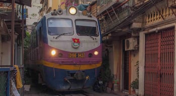 This place is very known by tourist so it will be very busy when the train comes. Best is to take the morning train. I took the picture more back to the mean road. Most people stay further on the street where the coffee shops are.