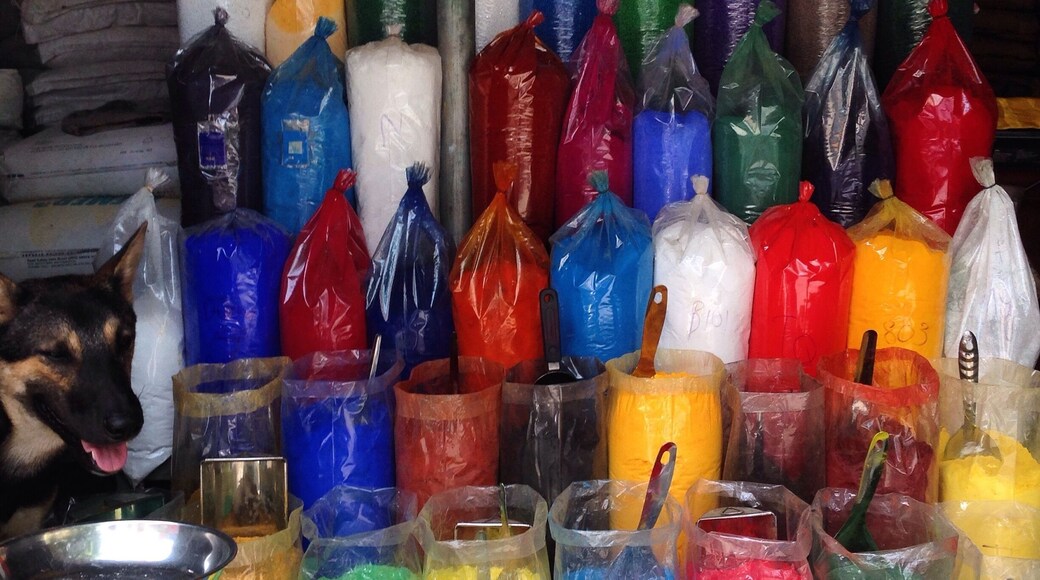 Close to the tempel of literature there's a lot of things to see and do. Get a hair cut on the street. Get some coffee or bun Cha. Or take a look at one of the money colorful paint shops. Got to love the colors! #asia