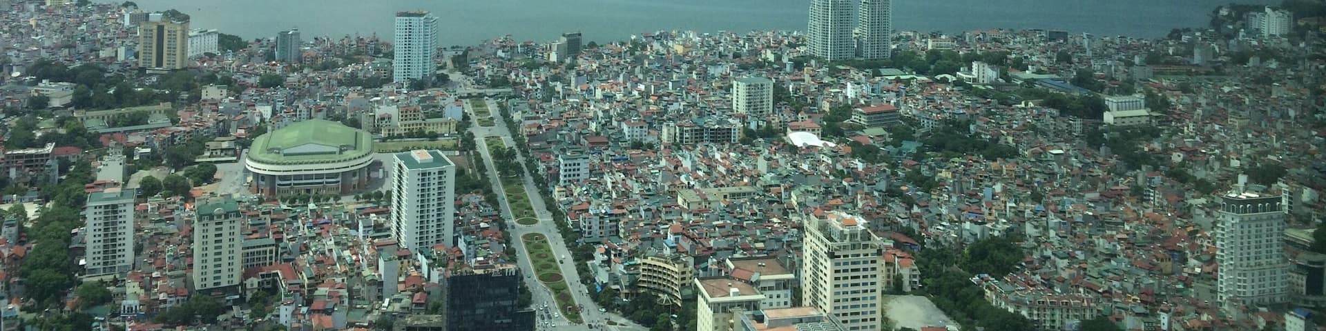 A part of the panorama view one can get from the observation deck on level 65 of Hanoi Lotte Center. Entrance fee is around $11 during daytime and $6 during nighttime. The place has food and coffee shops, souvenir stores and some photo booths. There's also a free sky walk space. The fee maybe a bit high, but the place is definitely one to visit in Hanoi