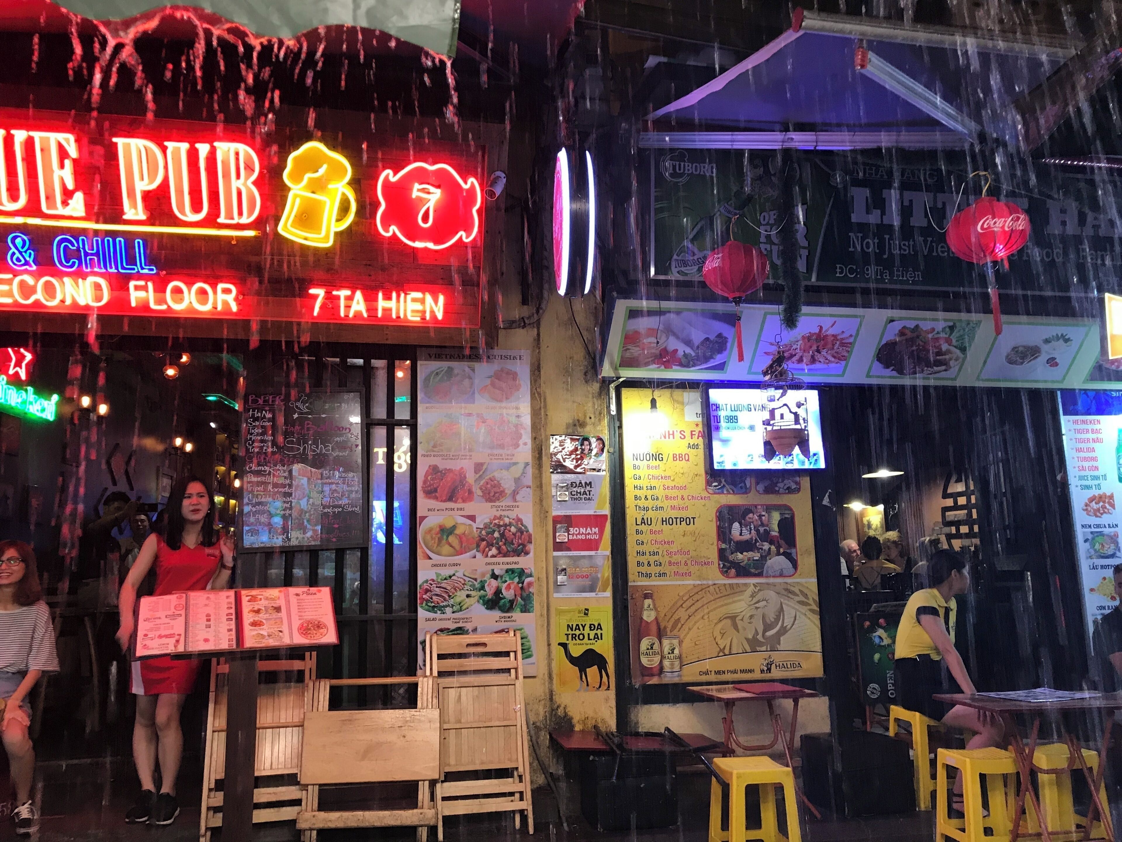#LifeAtExpedia
Waiting for the rain to stop and start Dinner. Flooding Hanoi Streets