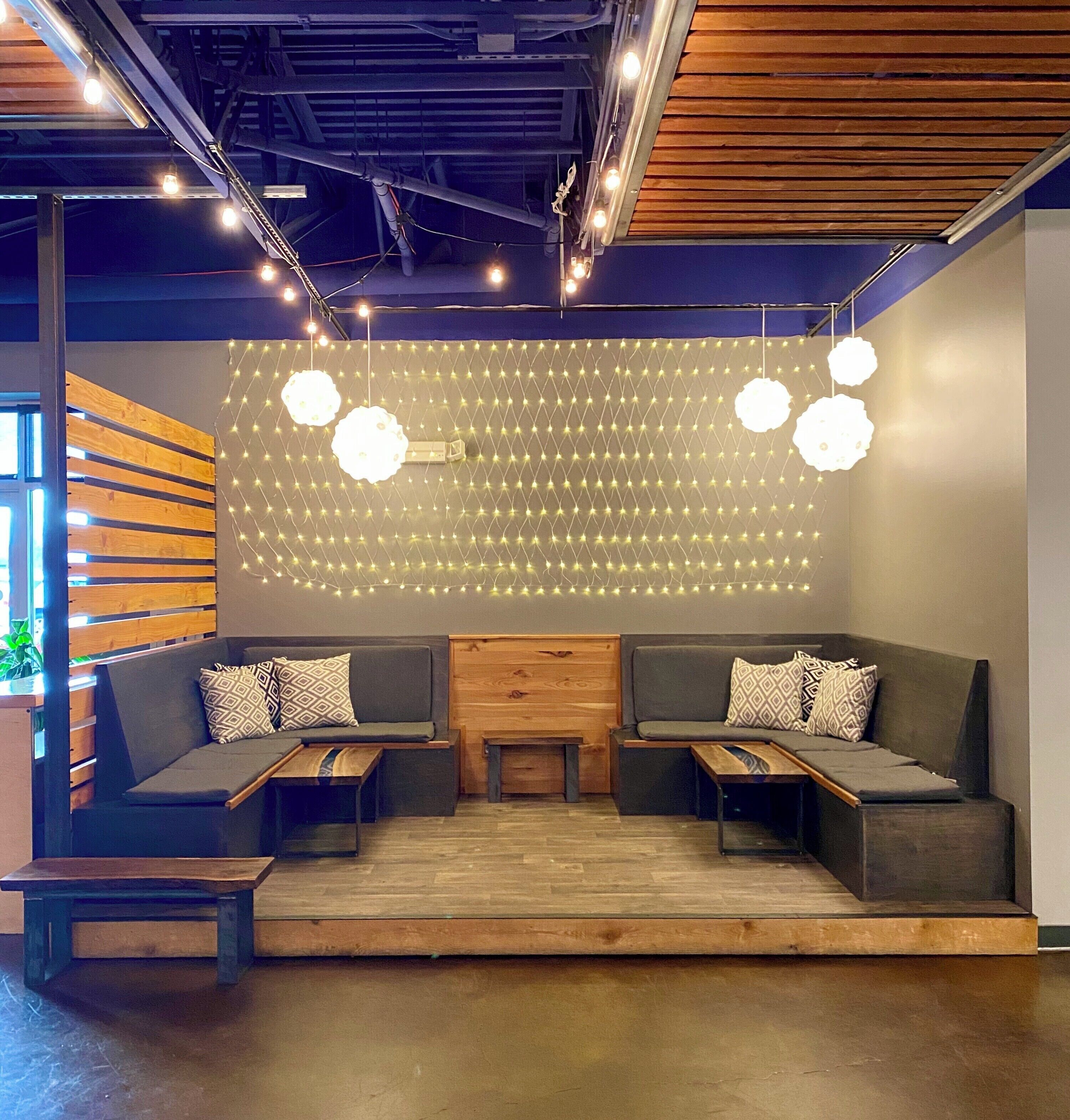 Cute restaurant! Love their cocktail menu (ordered the Nordic Fire: wintersun aquavit, pineapple, sage simple, lemon, ghost pepper tincture, mezcal, dark salt rim) and charcuterie plate (the olives are marinated in gin). Don’t worry, they also have normal tables. :)