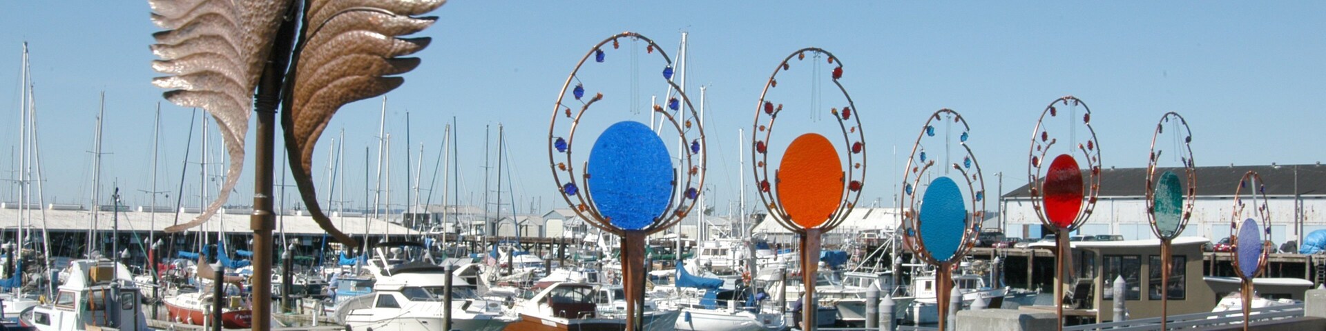 Everett featuring a marina and outdoor art