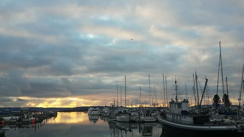 Beautiful sunset at the marina