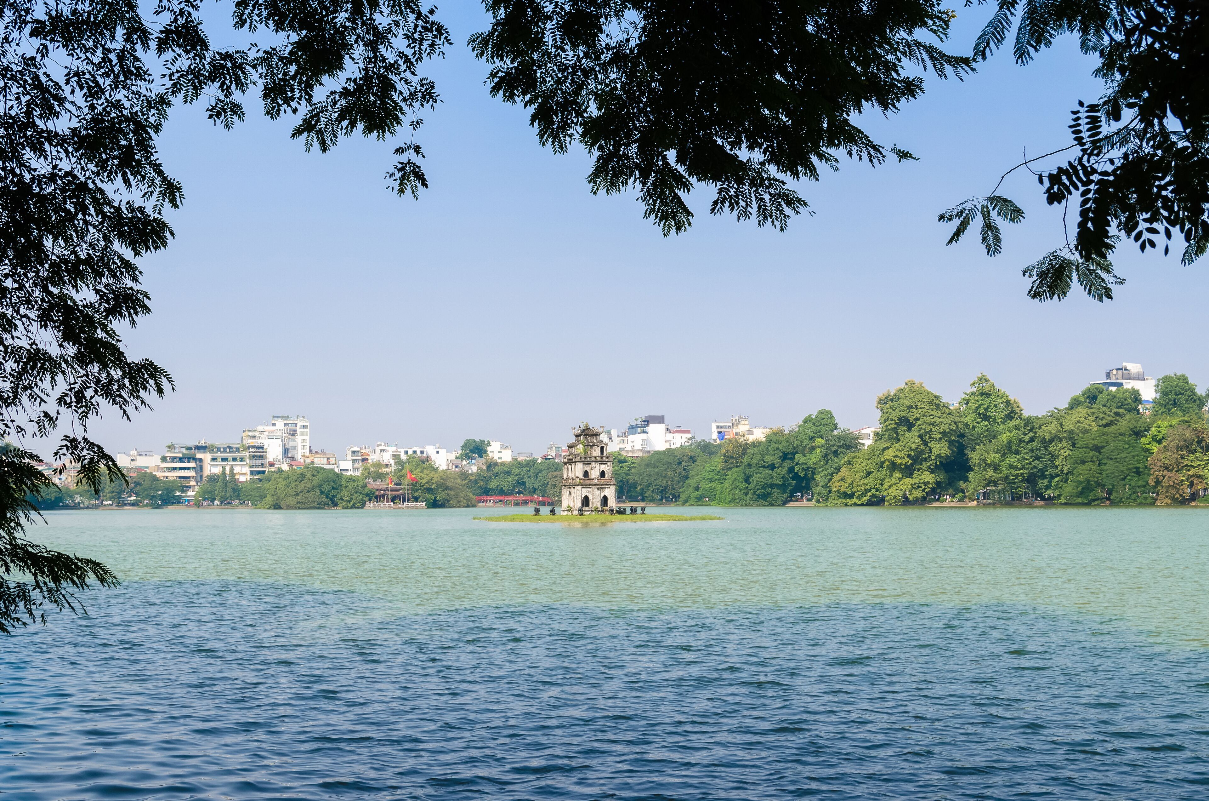 Turtle Tower or Tortoise tower which is located in the middle of the Hoan Kiem Lake. Hoan Kiem Lake meaning "Lake of the Returned Sword".