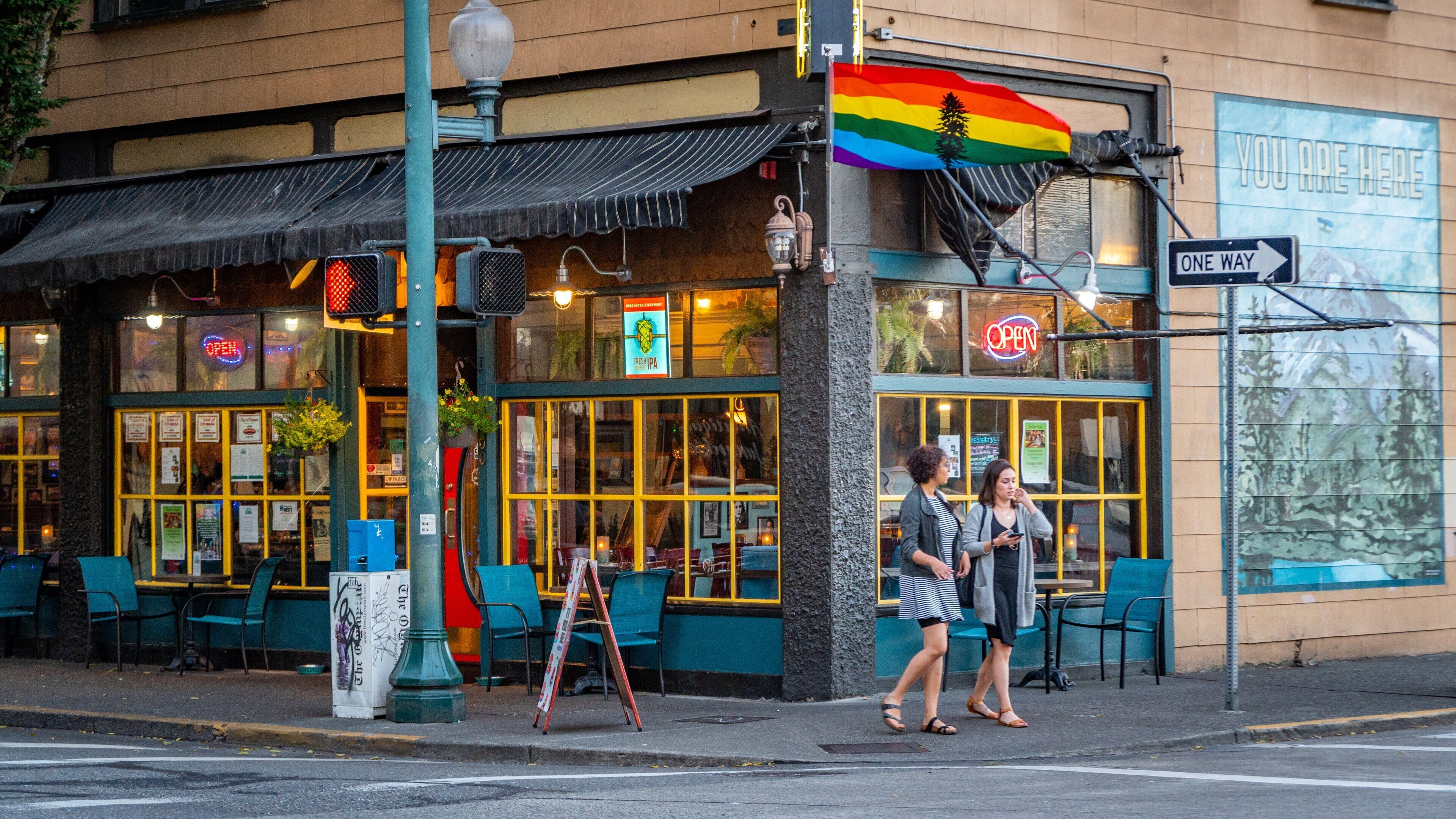 Olympia featuring street scenes as well as a couple