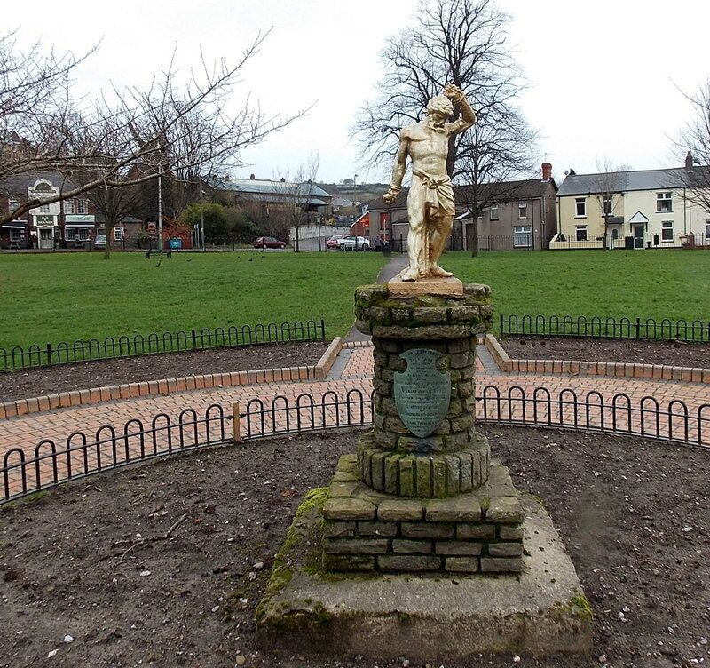 Statue of Samson in Tredegar Grounds park, Risca