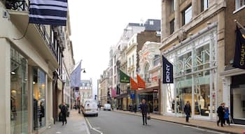 London featuring shopping, street scenes and signage