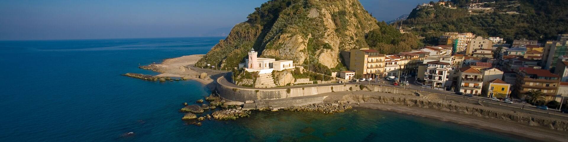 aerial view of the Tyrrhenian Sea at Capo d'Orlando in Sicily