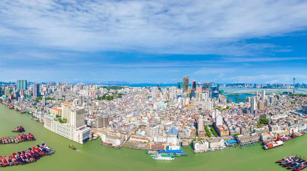 Aerial photography of Macao Peninsula City Scenery in China