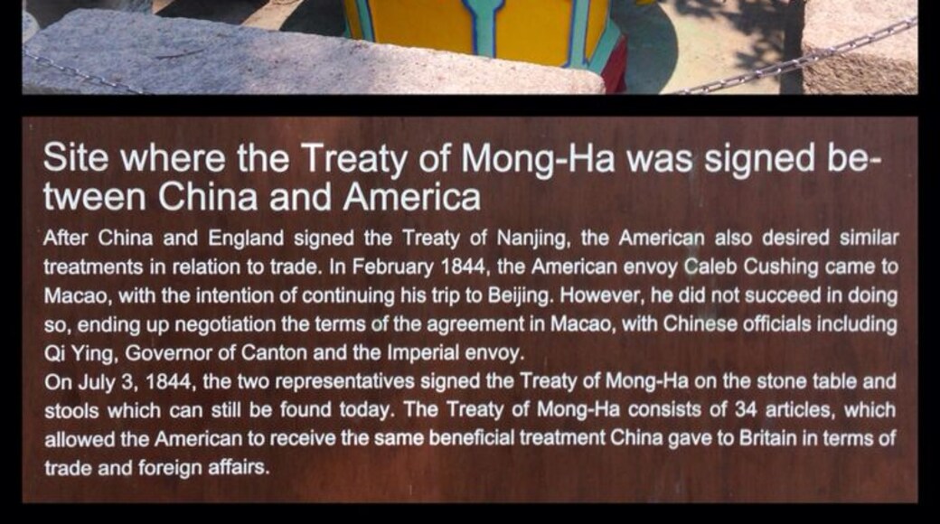 Chinese-U.S. Relations started here with the Treaty of Wangxia (Mong Ha). Sadly it started as a largely unequal treaty modeled after the treaty The Qing empire signed with the U.K. following the first Opium War.
Here is the Wiki on the treaty - http://en.m.wikipedia.org/wiki/Treaty_of_Wanghia
Here is the language on the Treaty - http://en.m.wikisource.org/wiki/Treaty_of_Wanghia