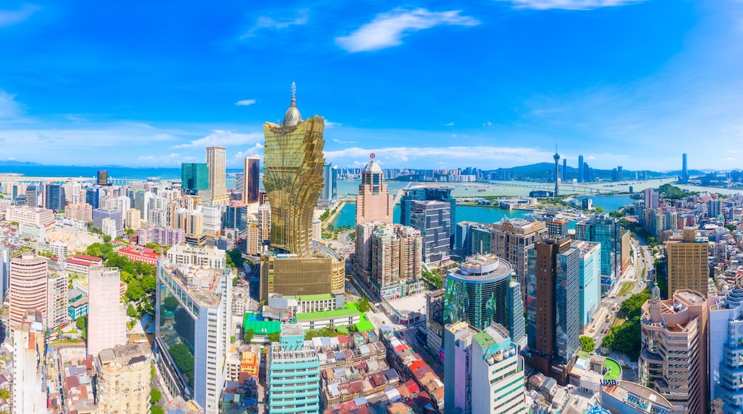 Aerial photography of Macao Peninsula City Scenery in China