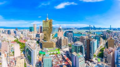 Aerial photography of Macao Peninsula City Scenery in China