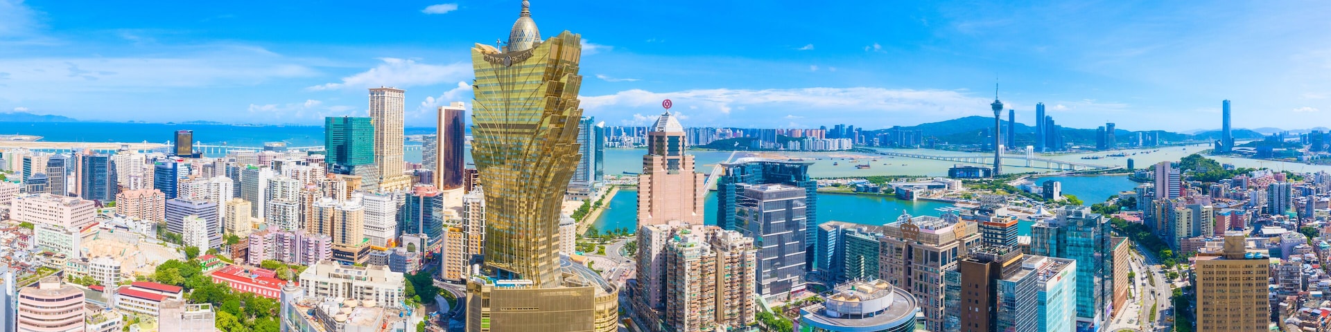 Aerial photography of Macao Peninsula City Scenery in China