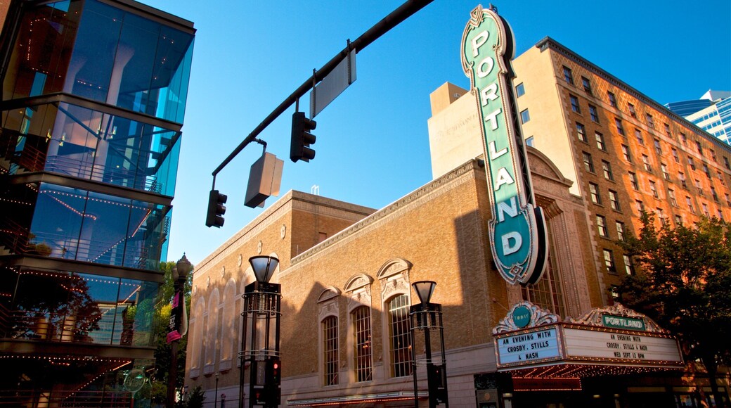 Centrala Portland presenterar en stad och skyltar