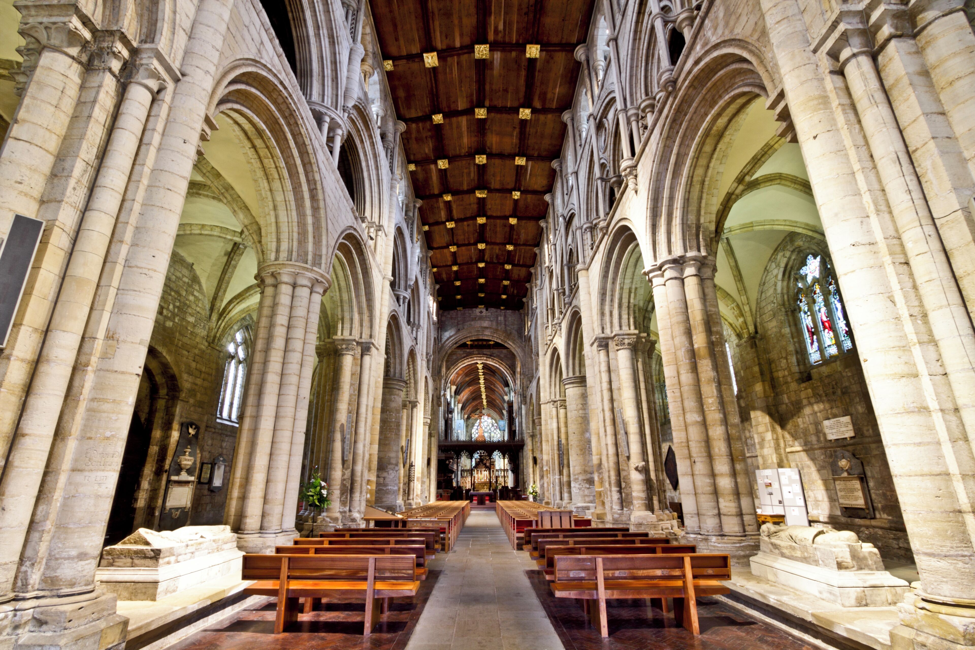 Nave in Selby Abbey. Located in Selby, Yorkshire, England, UK.