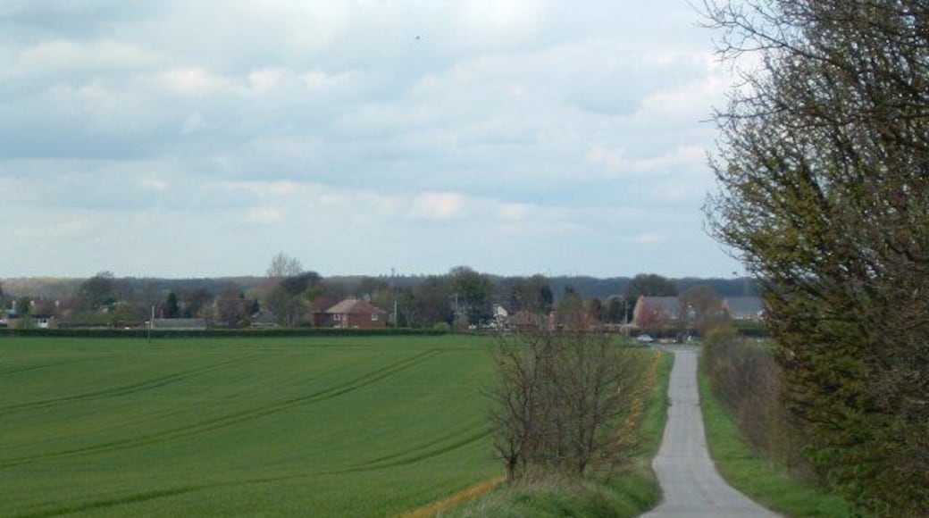 Hambleton. View North towards the village from the road to Hamleton Hough.
