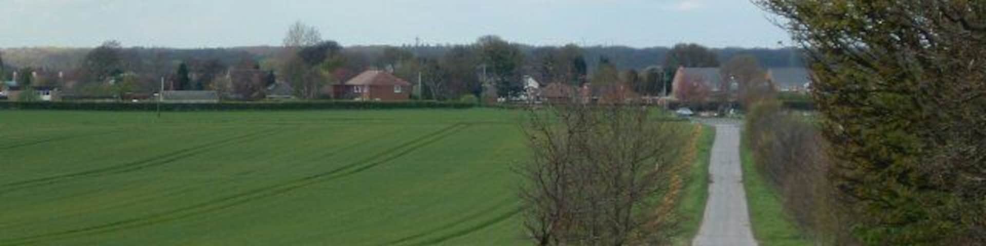 Hambleton. View North towards the village from the road to Hamleton Hough.