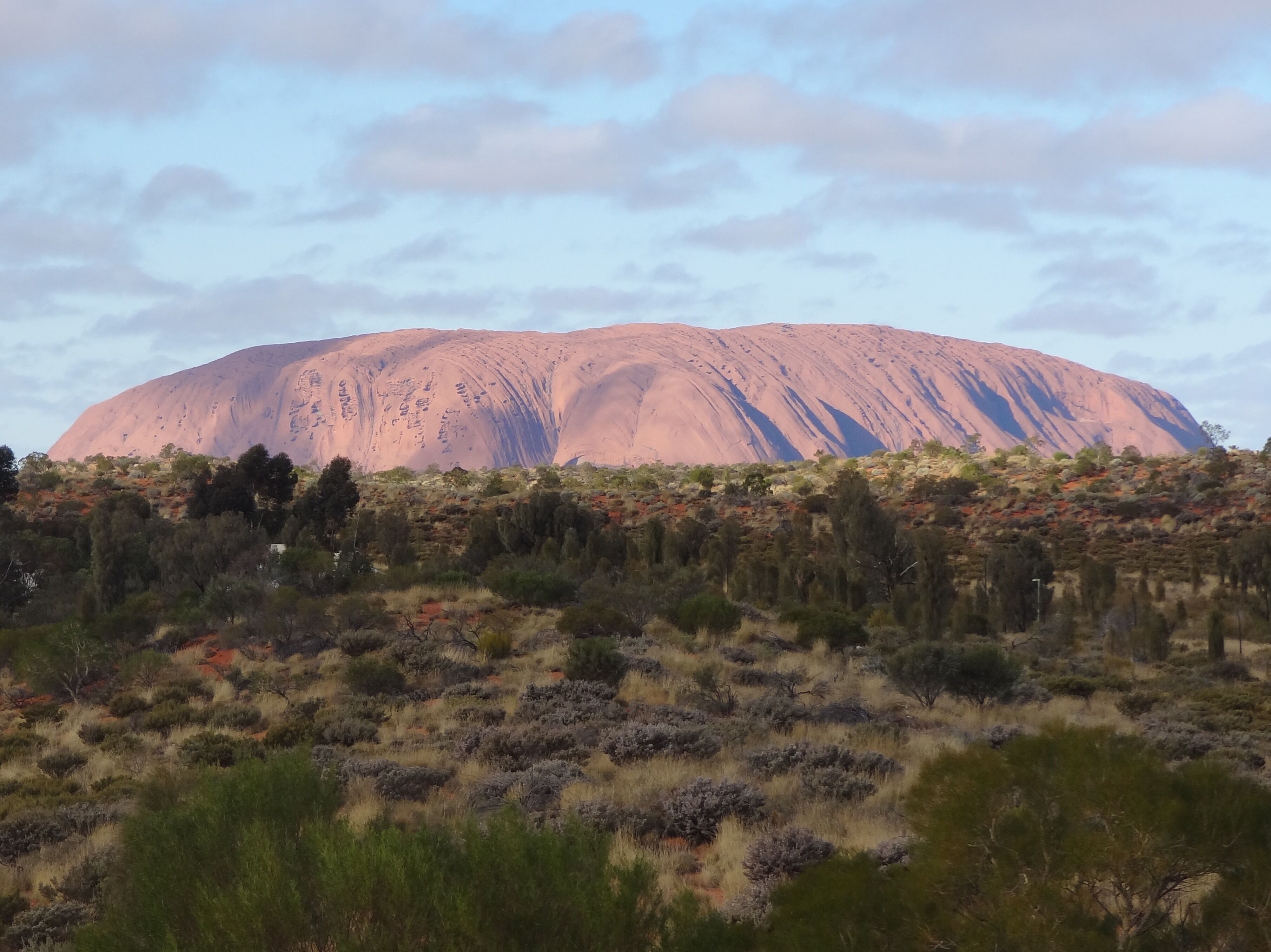 The majestic & ferruginous Uluru (Ayers Rock, Australia) viewed from a distance in June 2012.