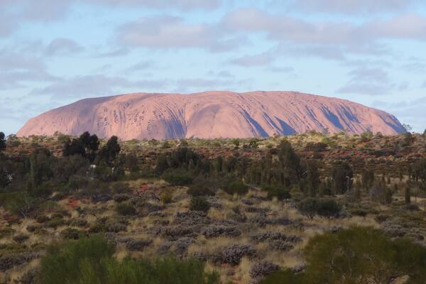 Uluru, a large sandstone monolith in the southern part of the Northern Territory in central Australia.