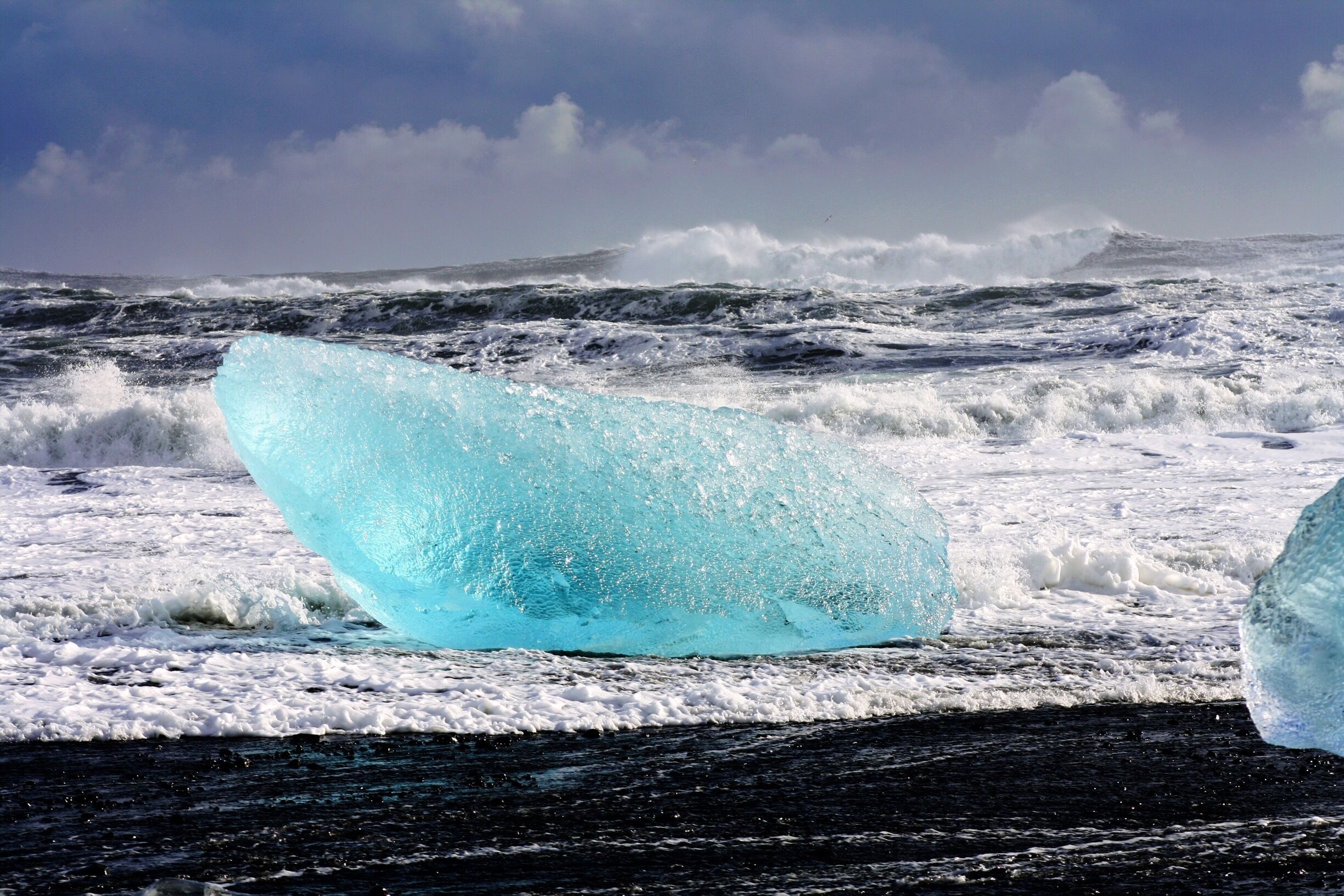 With the constant battering by wind, waves, and #snow, the beauty of the glacial ice on the black sand beach is short-lived.  With constantly changing scenery Jokulsarlon is a mind blowing experience.