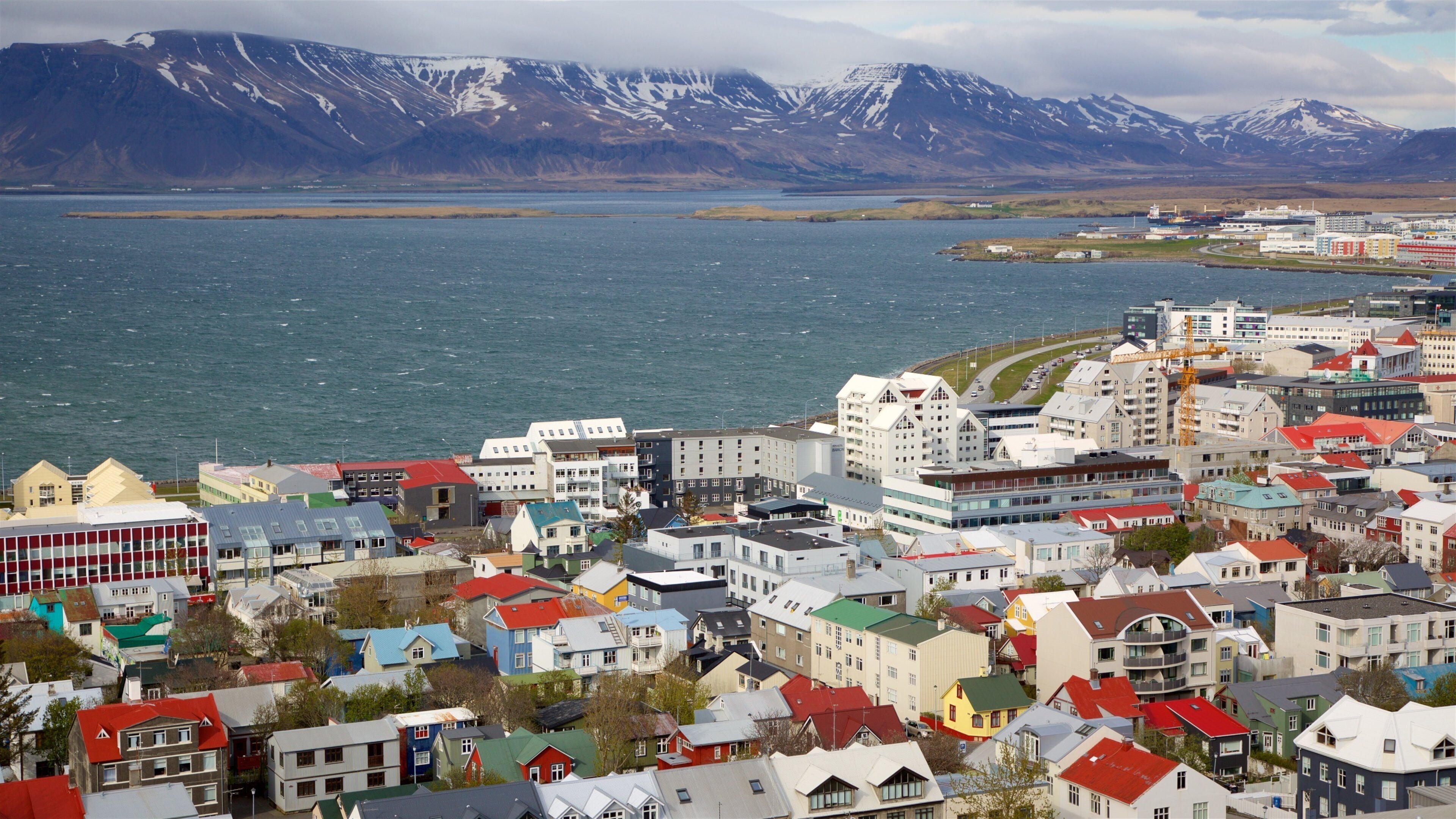 レイキャビーク 表示 海岸線の眺め, 海岸沿いの町 と 都市