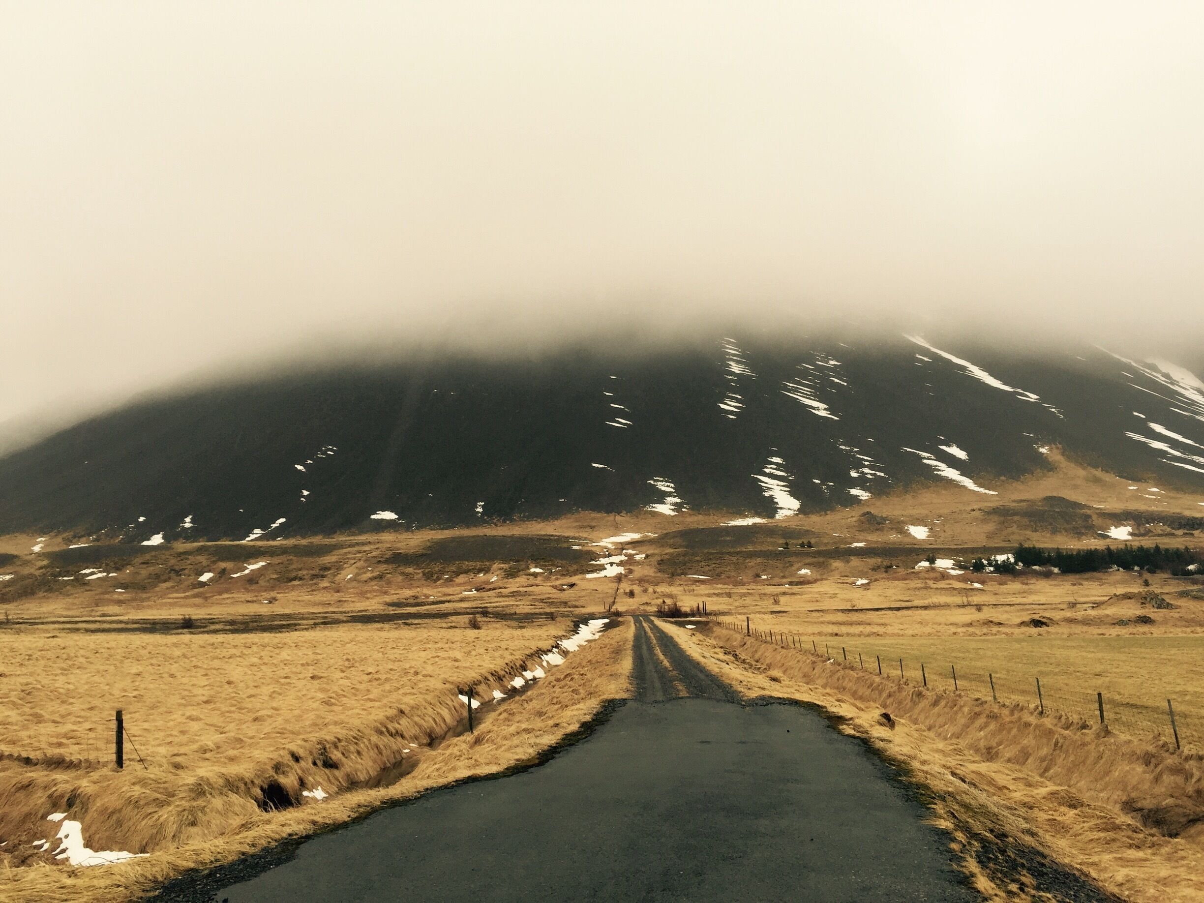 On the way to Borgarnes before the long tunnel you are driving on this road...it's was a cloudy morning.  
