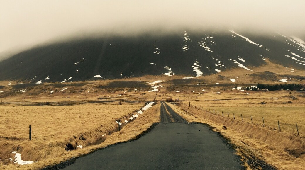 On the way to Borgarnes before the long tunnel you are driving on this road...it's was a cloudy morning.