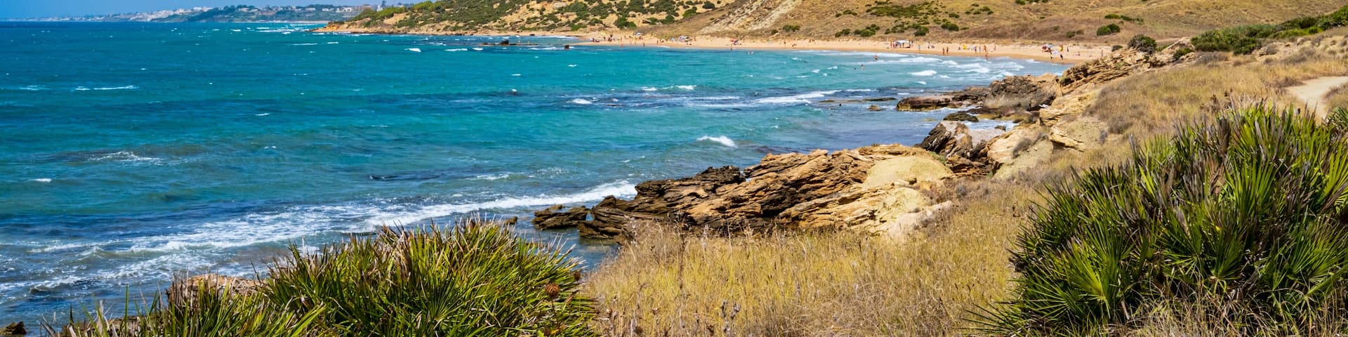 view of the "le solette" beach. Porto Palo, Menfi, Sicily, Italy.