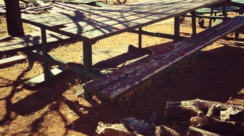 Old bench in the desert.