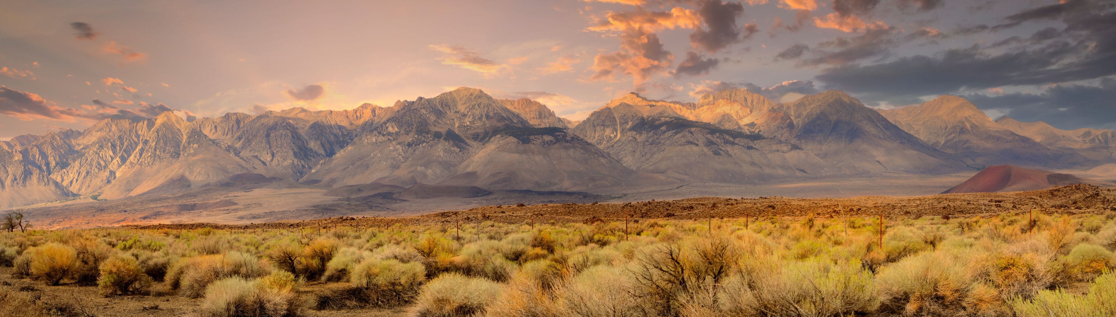 Panorama of the southern tip of the Sierra Nevada Mountains located in Central California