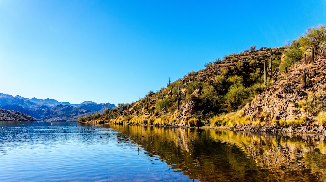 Saguaro Lake and Surrounding Mountains in the Arizona Desert in the United States