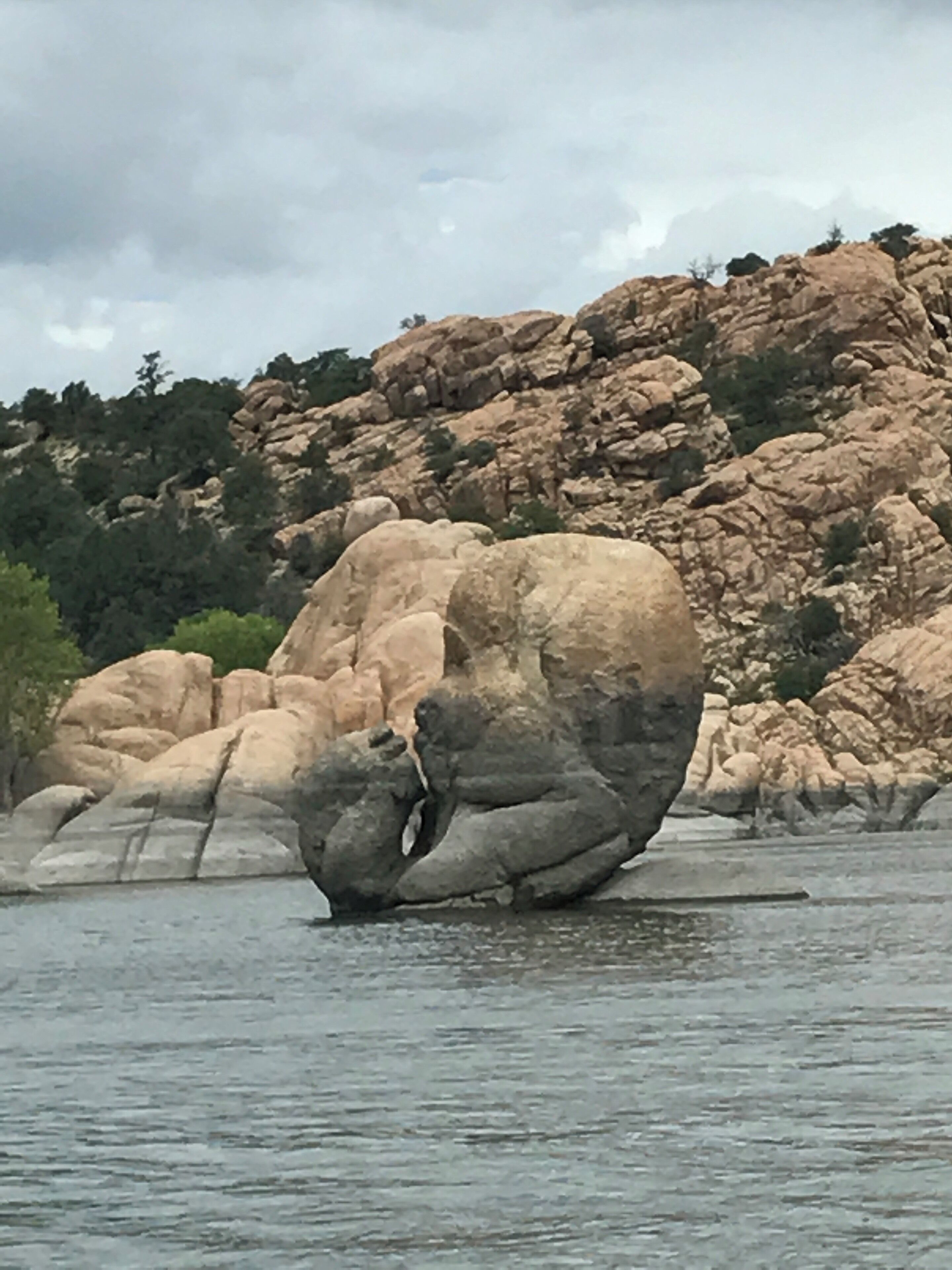 Interesting rock formation at Watson Lake accessible by kayak.