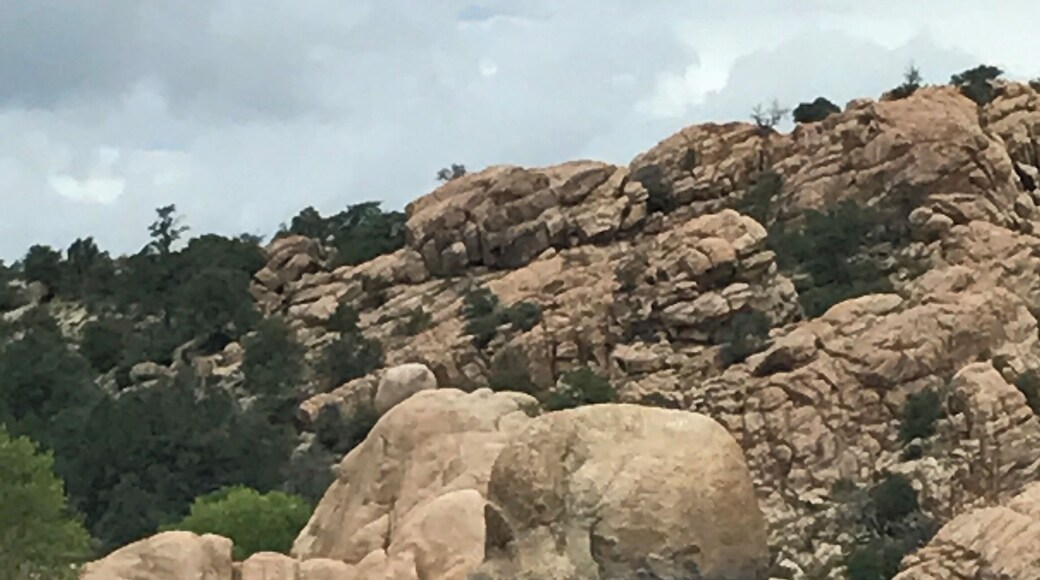 Interesting rock formation at Watson Lake accessible by kayak.