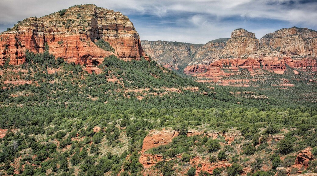 There are over a 100 trails in the Sedona area through the red rock country. This is the type of view you have as you hike along the Brins Mesa Trail. All the trails are scenic, some more difficult than others.