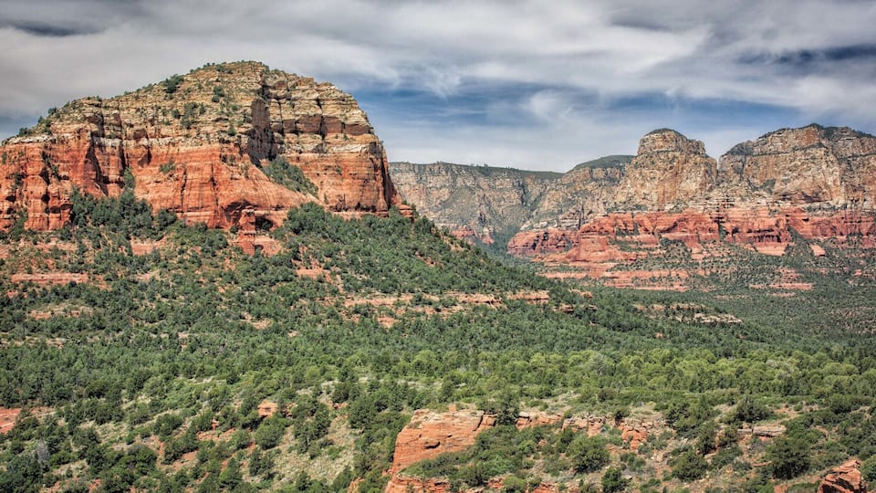 There are over a 100 trails in the Sedona area through the red rock country. This is the type of view you have as you hike along the Brins Mesa Trail. All the trails are scenic, some more difficult than others.