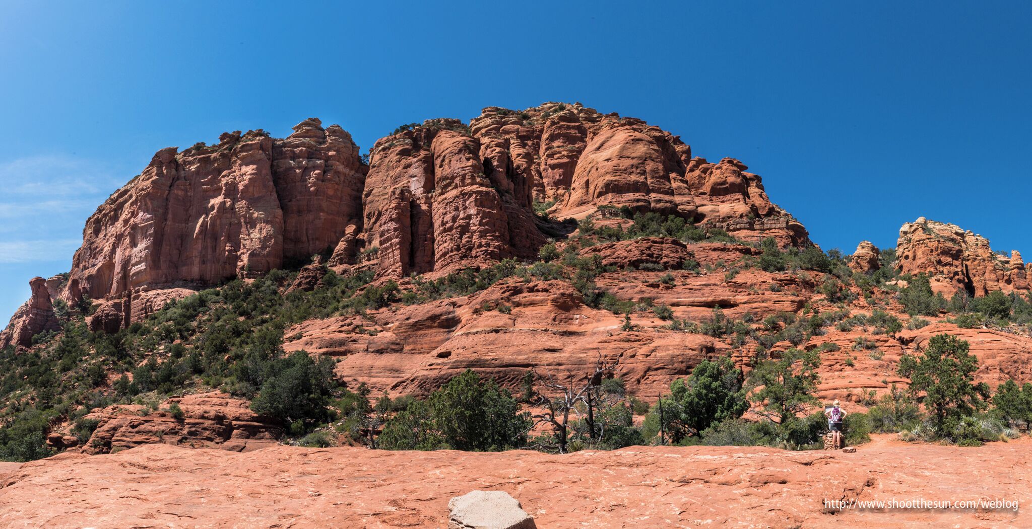 The end of the Cow Pie Trail.  That's right, the Cow Pie Trail.  A .6-mile spur off the Munds Wagon Trail is called the Cow Pie Trail, primarily for the...er...mounds of rock that form at the base of this mesa.

The site served as the location for many an early western -- and I do mean many -- but it is now more or less just a odd little jog off a very long trail heading up into the hills.  Very beautiful, though.  I think the word "beautiful" and all its variations should be banned from the area, since it pretty much re-defines the idea of natural beauty in almost any form.

Still, there it is -- gorgeundrous, or whatever you want to call it.  Hike it yourself and get a good look.

http://www.sedonamonthly.com/2016/01/cow-pies-trail/