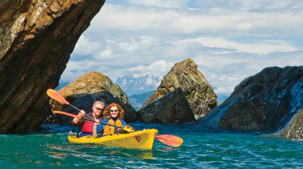 Kenai Peninsula which includes a lake or waterhole, kayaking or canoeing and rocky coastline